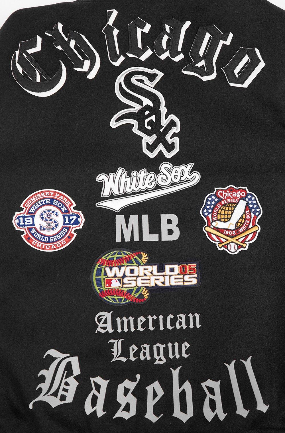 Pro Standard Men's MLB Chicago White Sox Old English Rib Wool Varsity Jacket -Black/White - BLACK/WHITE Thumbnail View 9