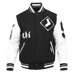Pro Standard Men's MLB Chicago White Sox Old English Rib Wool Varsity Jacket -Black/White
