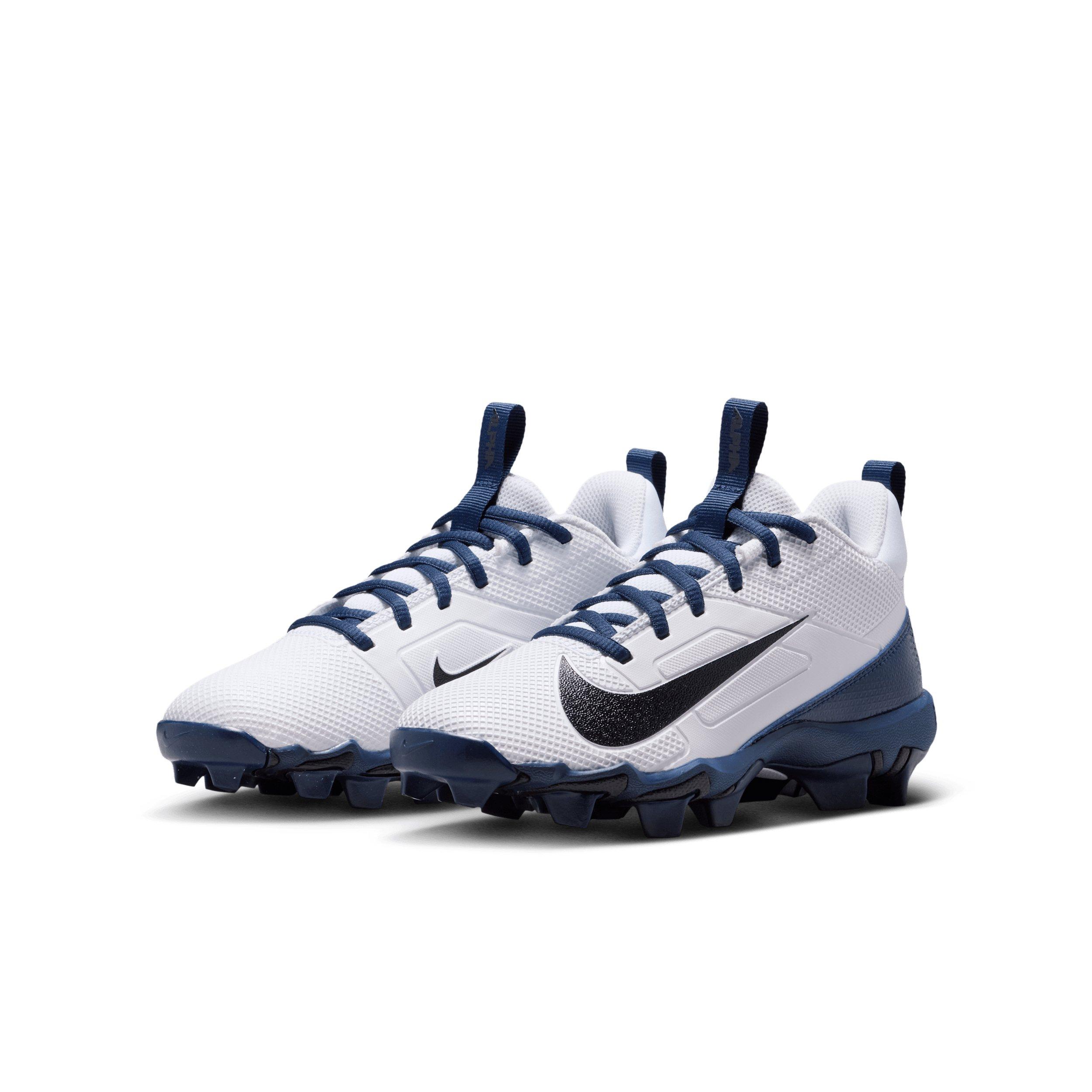 Nike Alpha Menace 4 Shark "White/Midnight Navy/Black" Grade School Boys' Football Cleat - WHITE/NAVY/BLACK Thumbnail View 3
