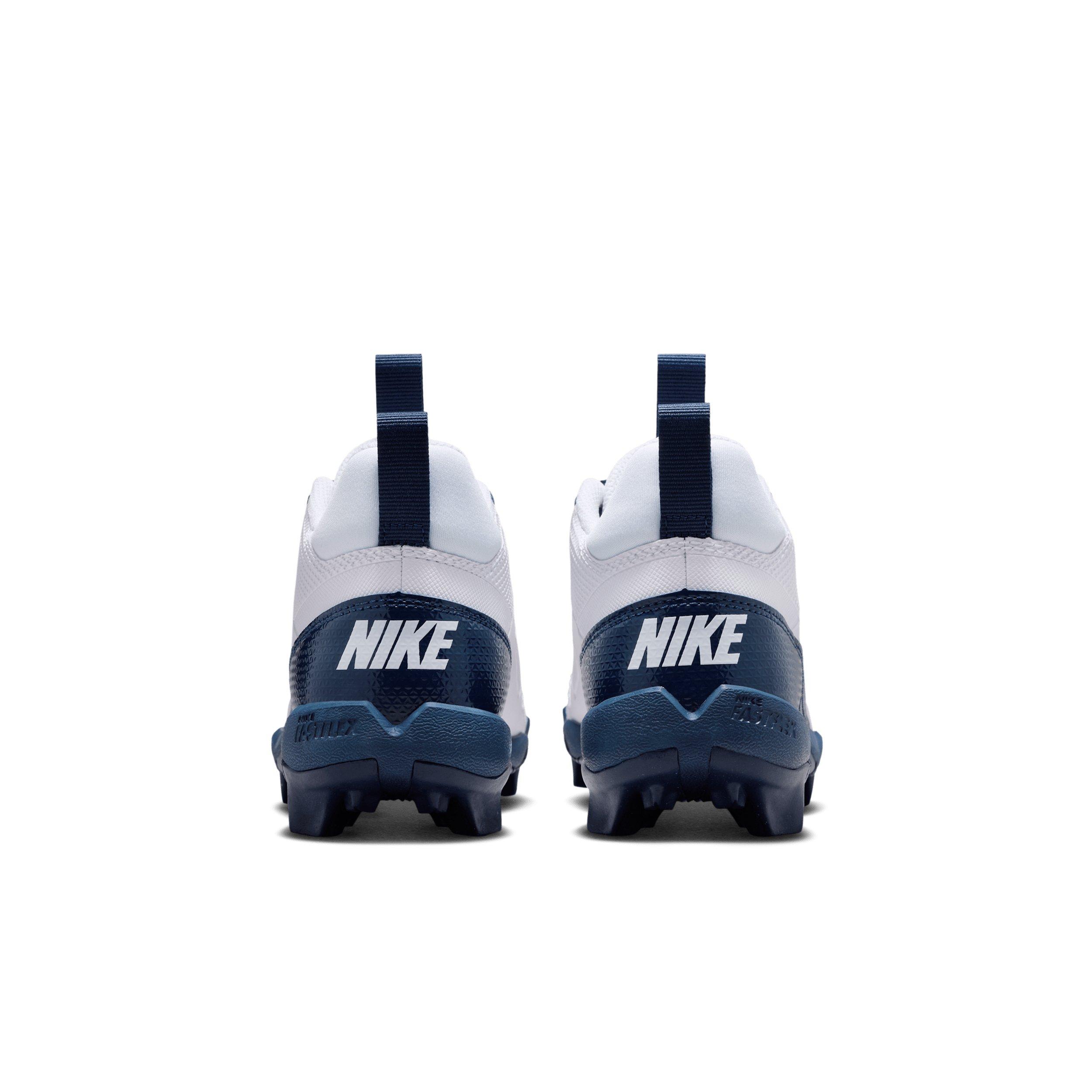 Nike Alpha Menace 4 Shark "White/Midnight Navy/Black" Grade School Boys' Football Cleat - WHITE/NAVY/BLACK Thumbnail View 5