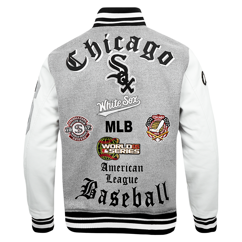 Pro Standard Men's MLB Chicago White Sox Old English Rib Wool Varsity Jacket -Grey/White - GREY/WHITE Thumbnail View 2