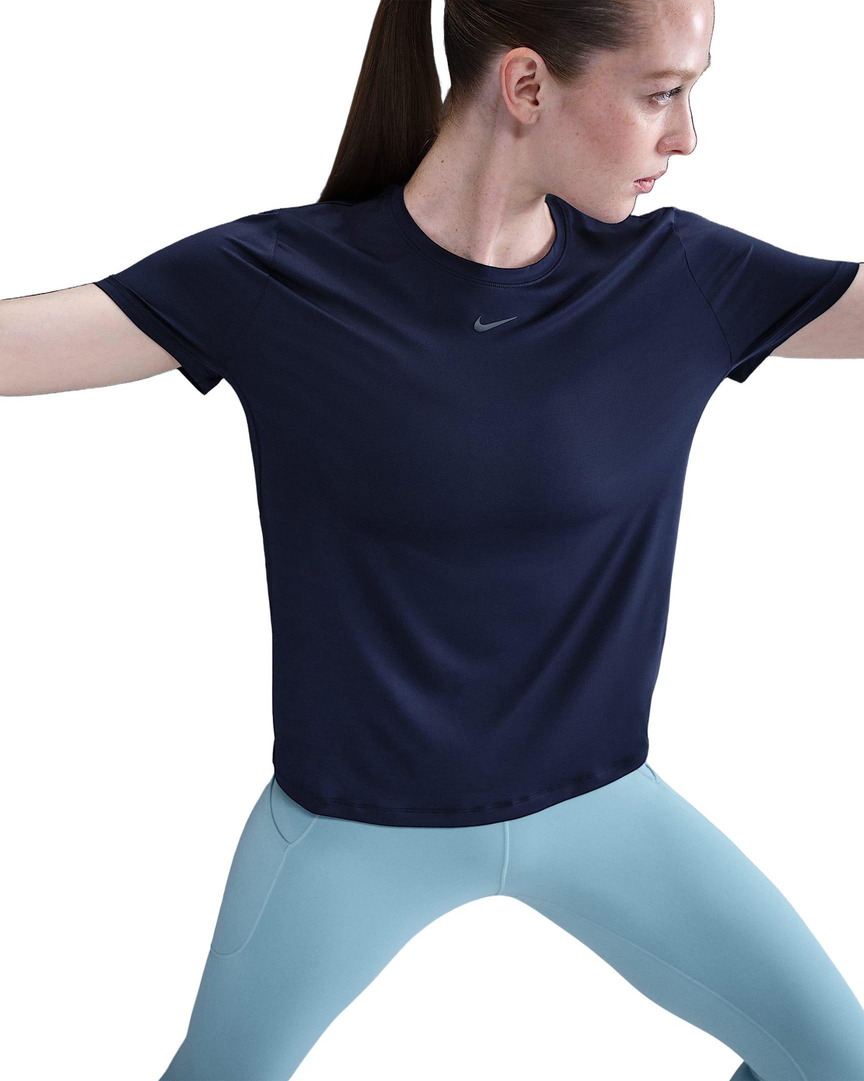 Nike Women's One Classic Dri-FIT Short-Sleeve Top -Navy - NAVY Thumbnail View 3