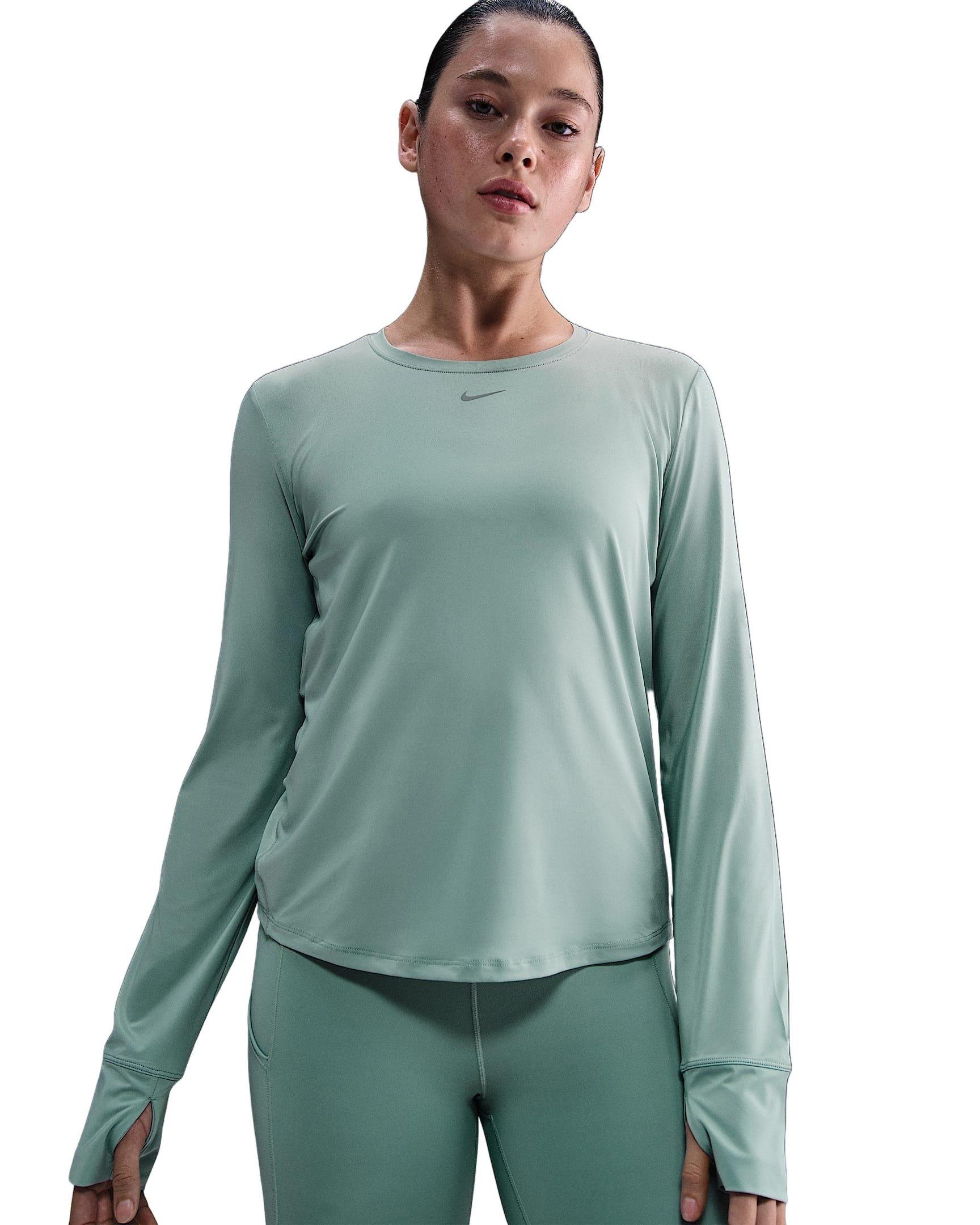 Nike Women's One Dri-FIT Long-Sleeve Top - Green - GREEN Thumbnail View 1