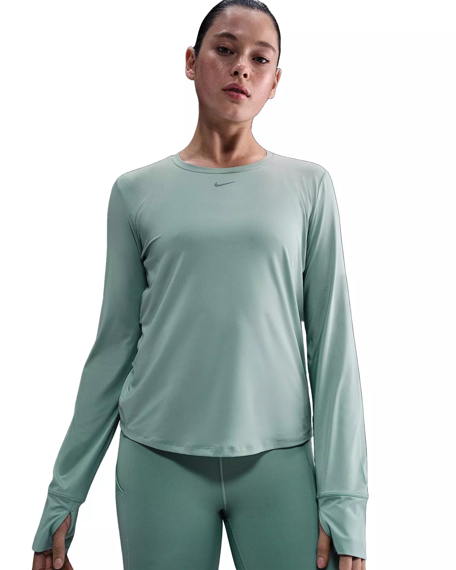 Nike Women's One Dri-FIT Long-Sleeve Top - Green - GREEN