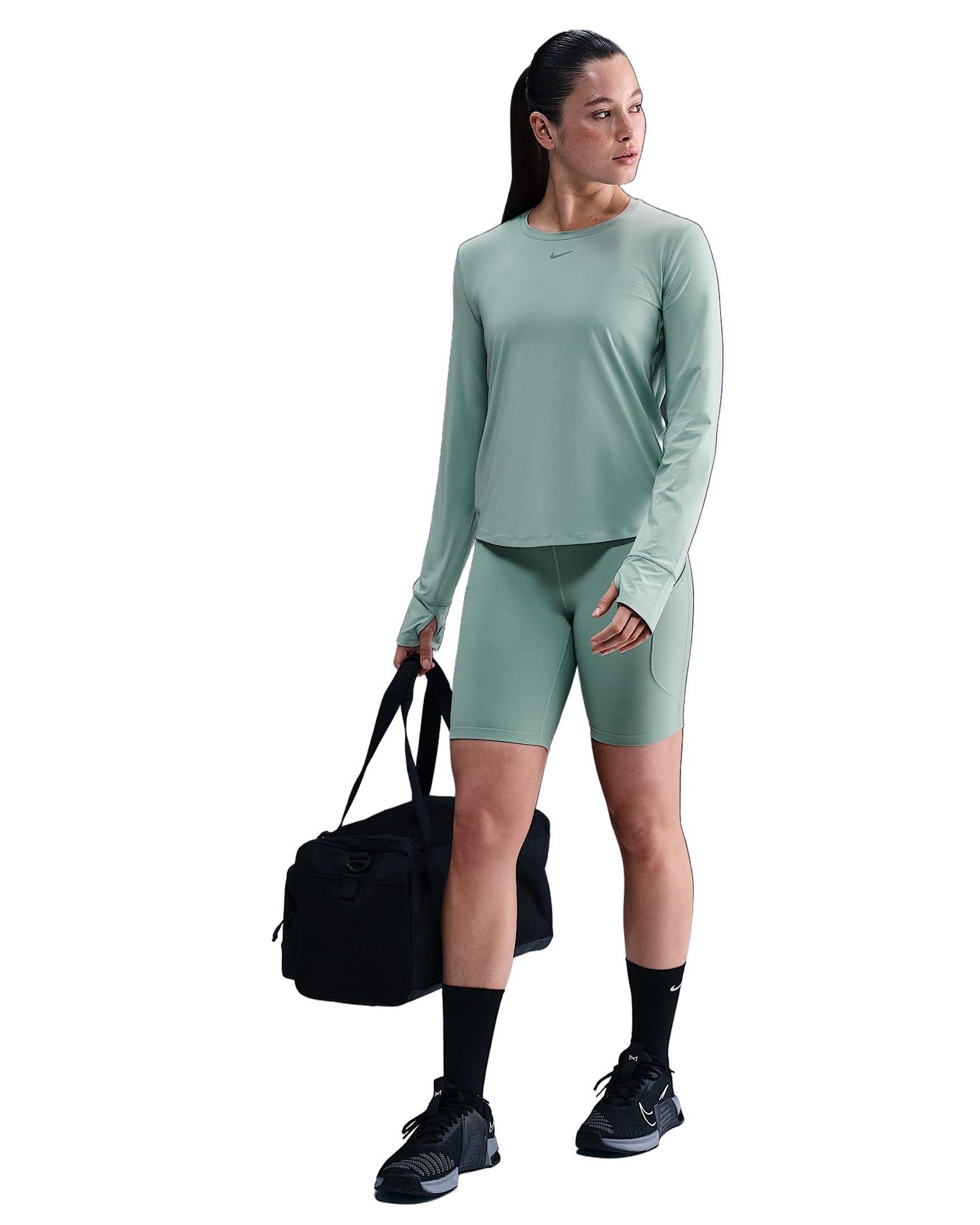 Nike Women's One Dri-FIT Long-Sleeve Top - Green - GREEN Thumbnail View 4