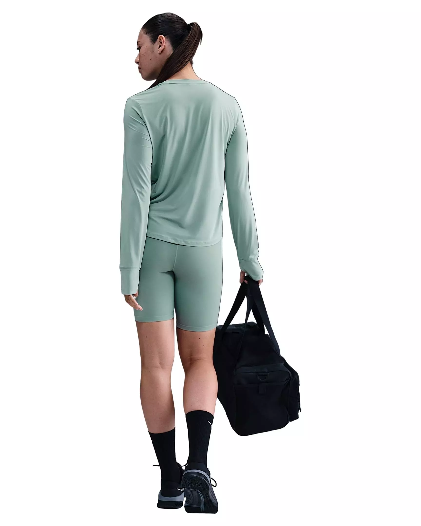 Nike Women's One Dri-FIT Long-Sleeve Top - Green - GREEN