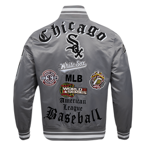 Pro Standard Men's MLB Chicago White Sox Old English Rib Satin Varsity Jacket -Grey