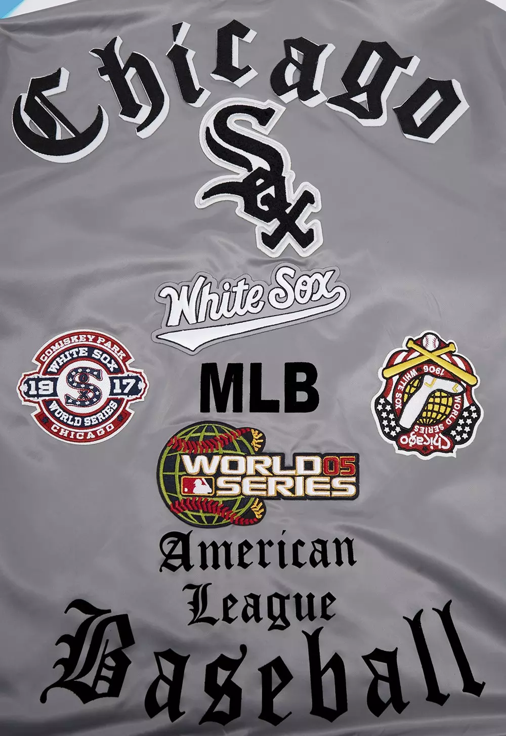 Pro Standard Men's MLB Chicago White Sox Old English Rib Satin Varsity Jacket - Grey - GREY