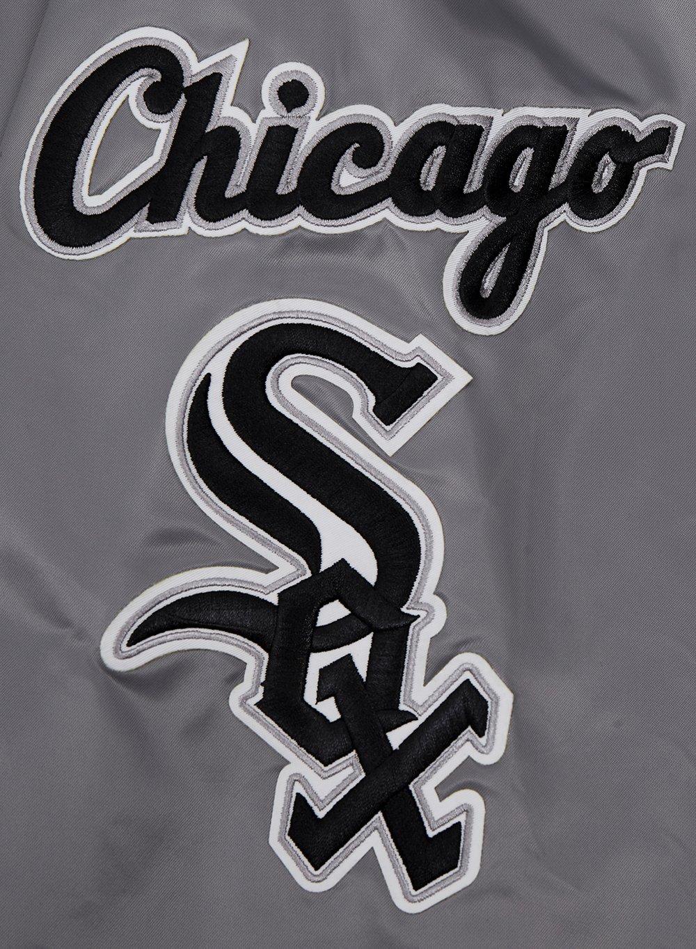 Pro Standard Men's MLB Chicago White Sox Old English Rib Satin Varsity Jacket - Grey - GREY Thumbnail View 7
