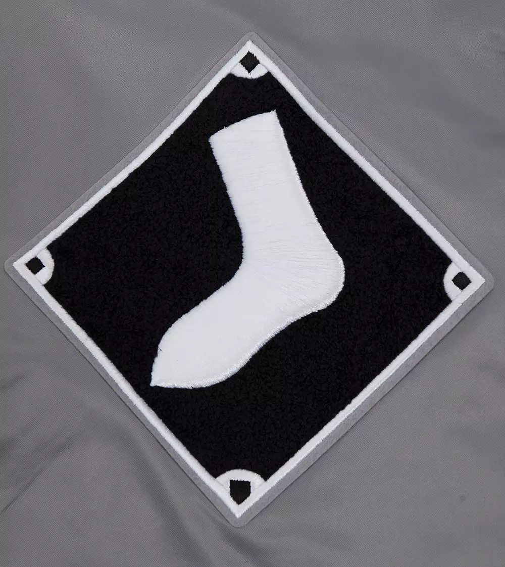 Pro Standard Men's MLB Chicago White Sox Old English Rib Satin Varsity Jacket - Grey - GREY