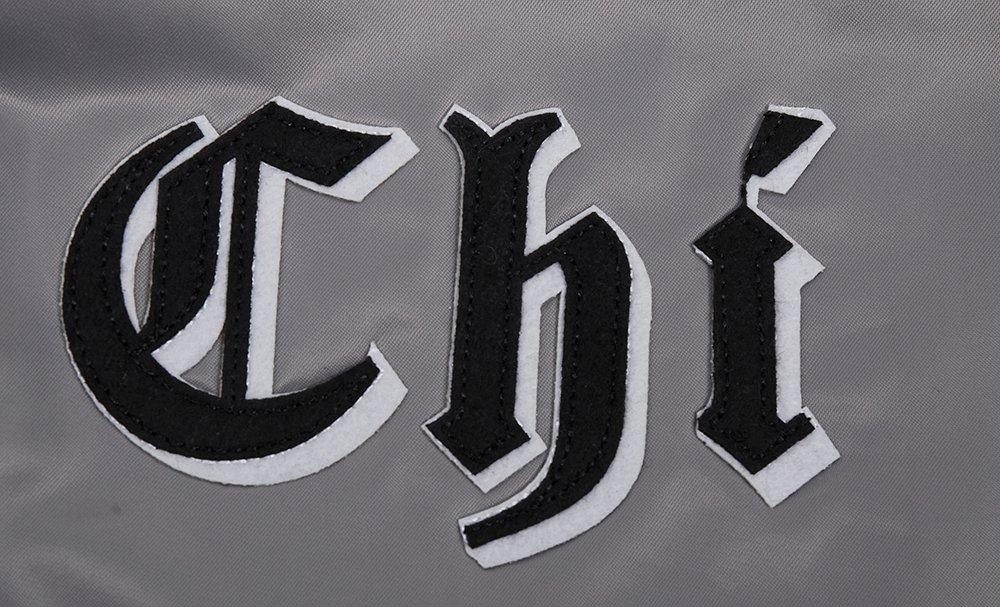 Pro Standard Men's MLB Chicago White Sox Old English Rib Satin Varsity Jacket - Grey - GREY Thumbnail View 9