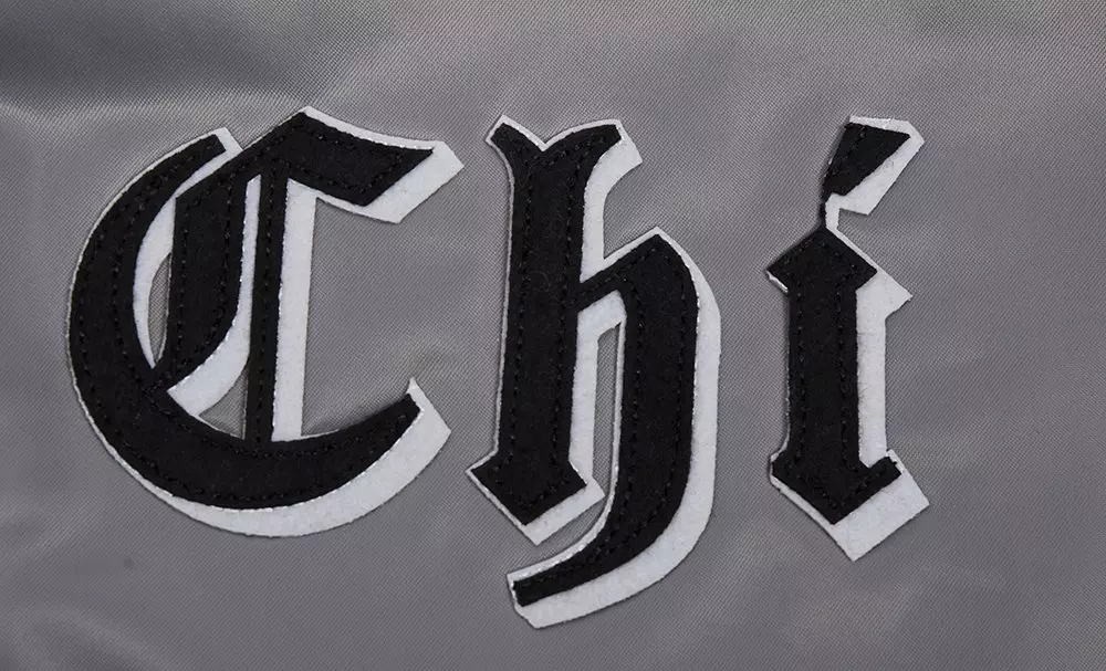 Pro Standard Men's MLB Chicago White Sox Old English Rib Satin Varsity Jacket -Grey - GREY