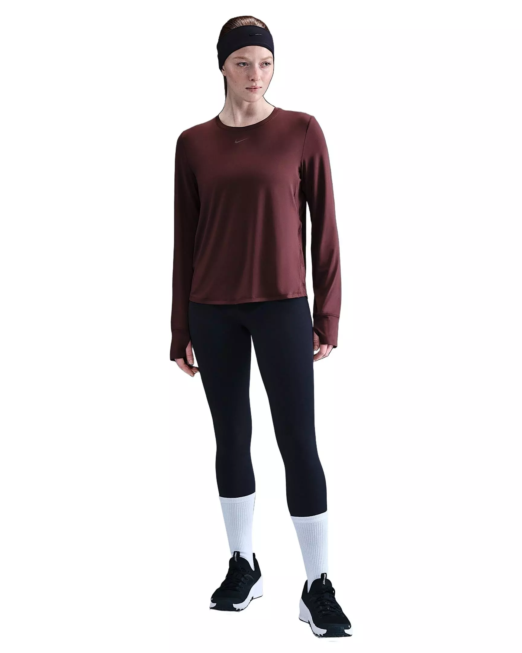 Nike Women's One Dri-FIT Long-Sleeve Top - Burgundy - BURGUNDY