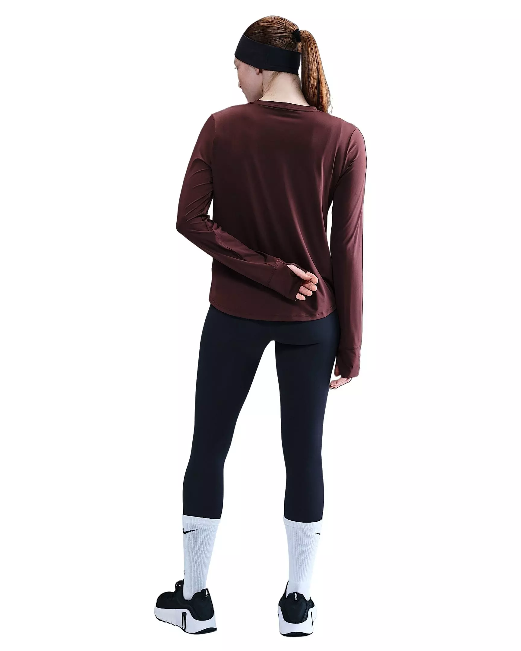 Nike Women's One Dri-FIT Long-Sleeve Top - Burgundy - BURGUNDY