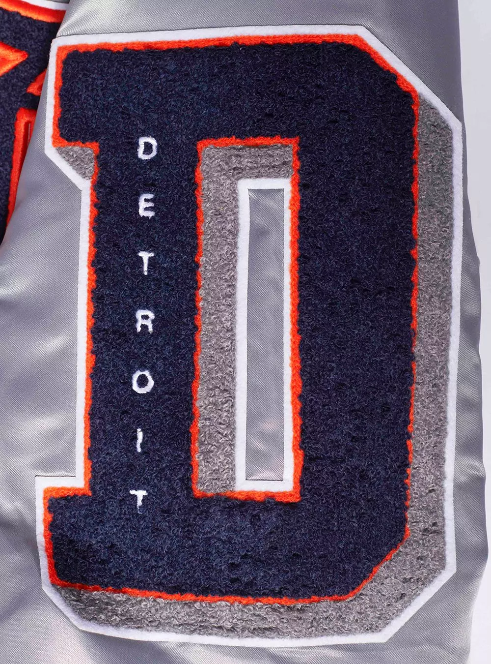 Pro Standard Men's MLB Detroit Tigers Old English Rib Satin Varsity Jacket - Grey - GREY