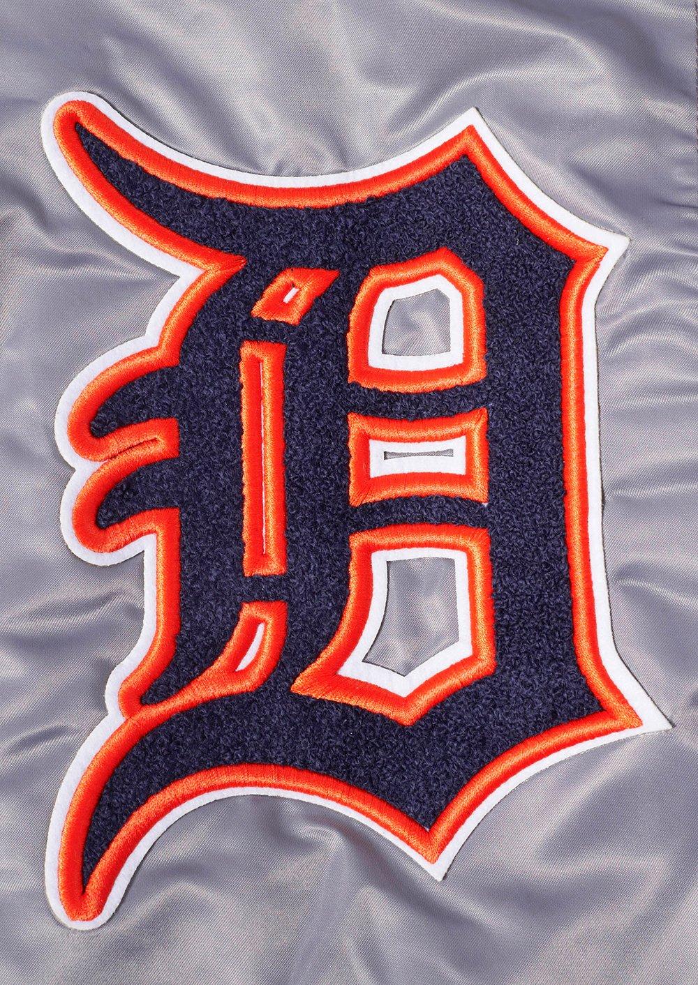 Pro Standard Men's MLB Detroit Tigers Old English Rib Satin Varsity Jacket -Grey - GREY Thumbnail View 6