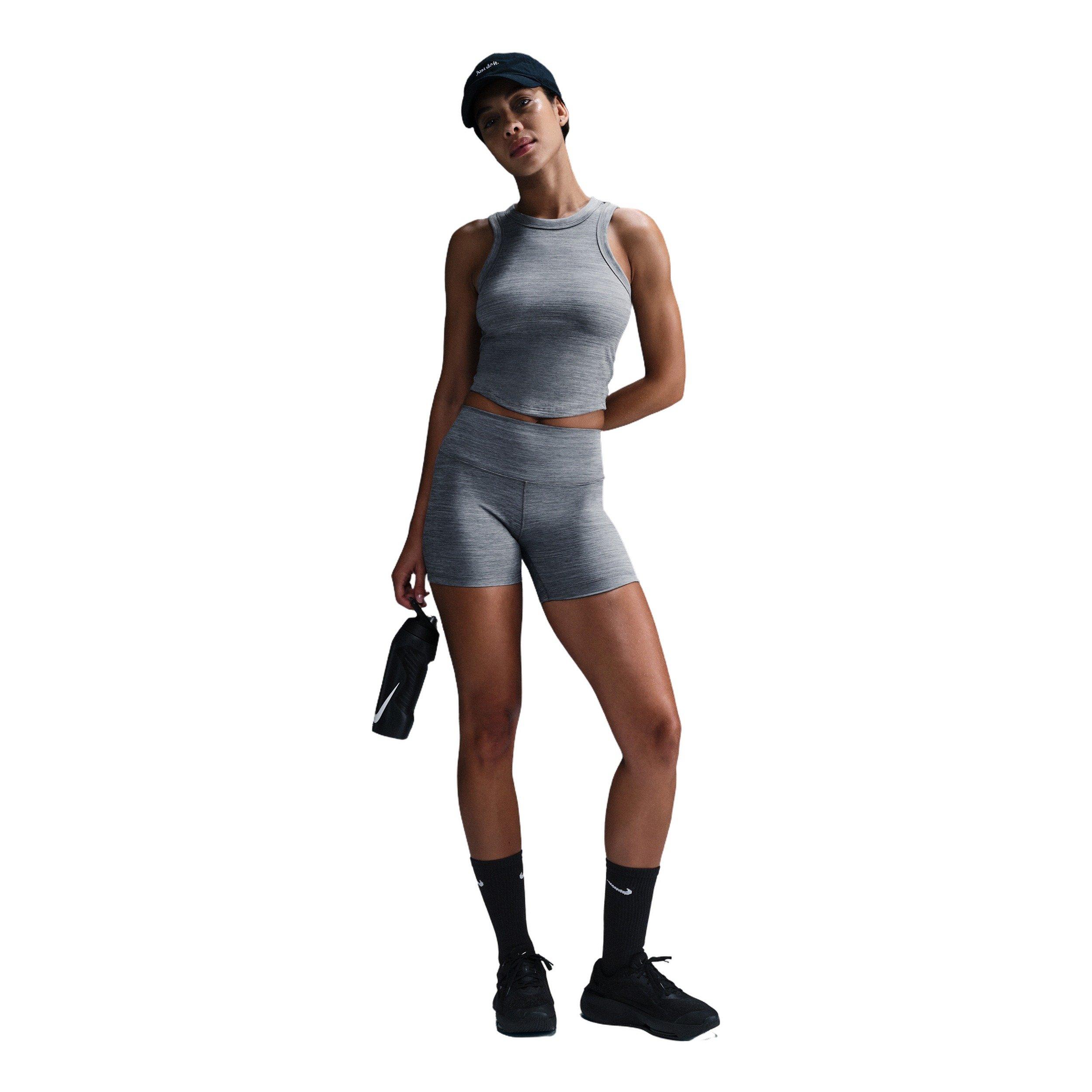 Nike Women's One Fitted Dri-FIT Cropped Tank Top - Grey - GREY Thumbnail View 4