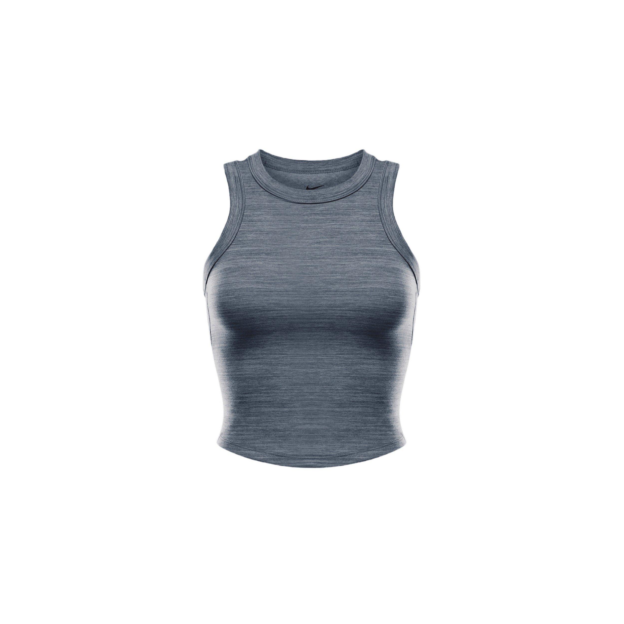 Nike Women's One Fitted Dri-FIT Cropped Tank Top - Grey - GREY Thumbnail View 6