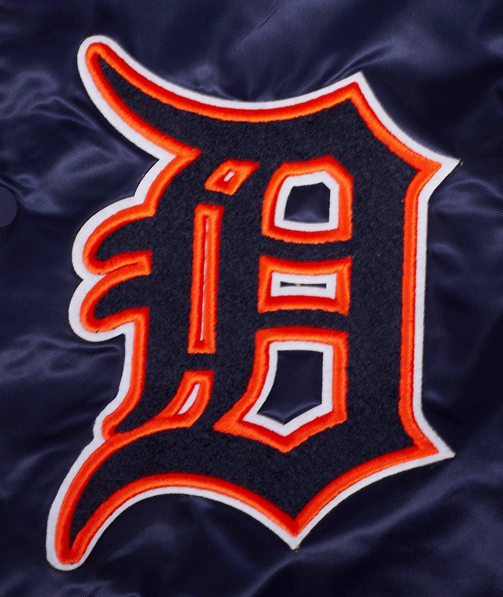 Pro Standard Men's MLB Detroit Tigers Old English Rib Satin Varsity Jacket -Navy/Orange - NAVY/ORANGE Thumbnail View 5