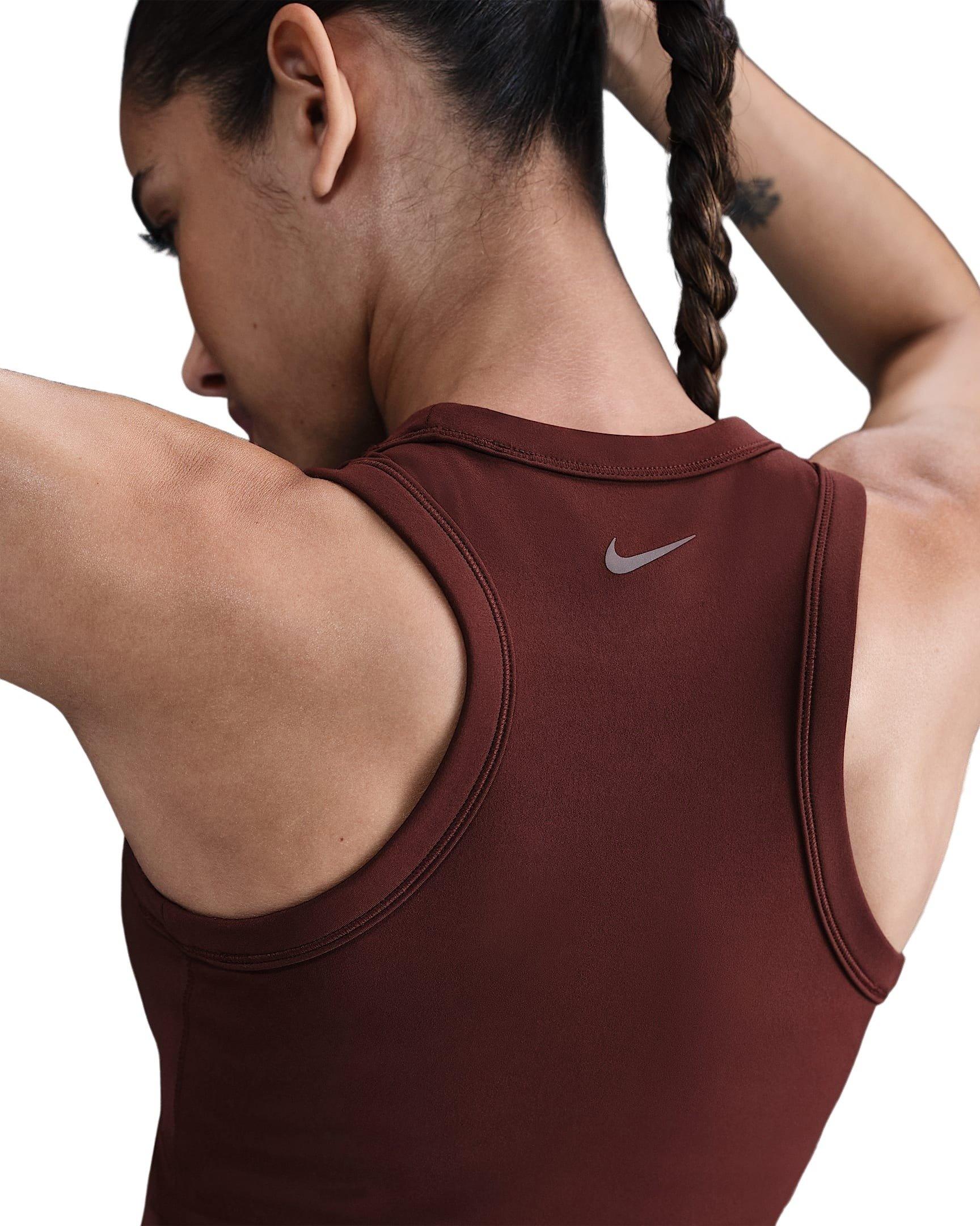 Nike Women's One Fitted Dri-FIT Cropped Tank Top - Burgundy - BURGUNDY Thumbnail View 2
