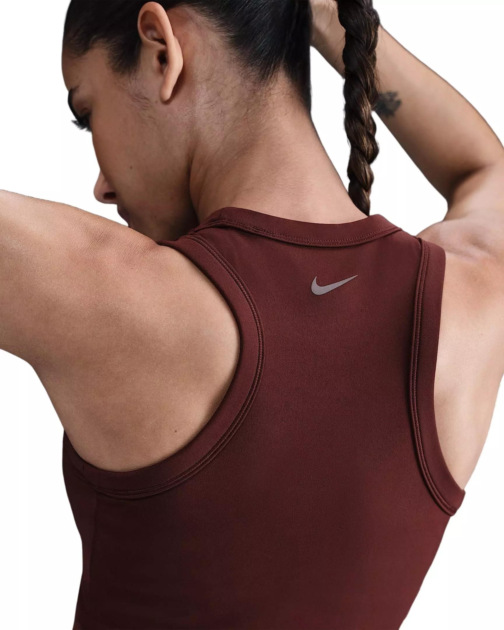Nike Women's One Fitted Dri-FIT Cropped Tank Top - Burnt Burgundy - BURGUNDY