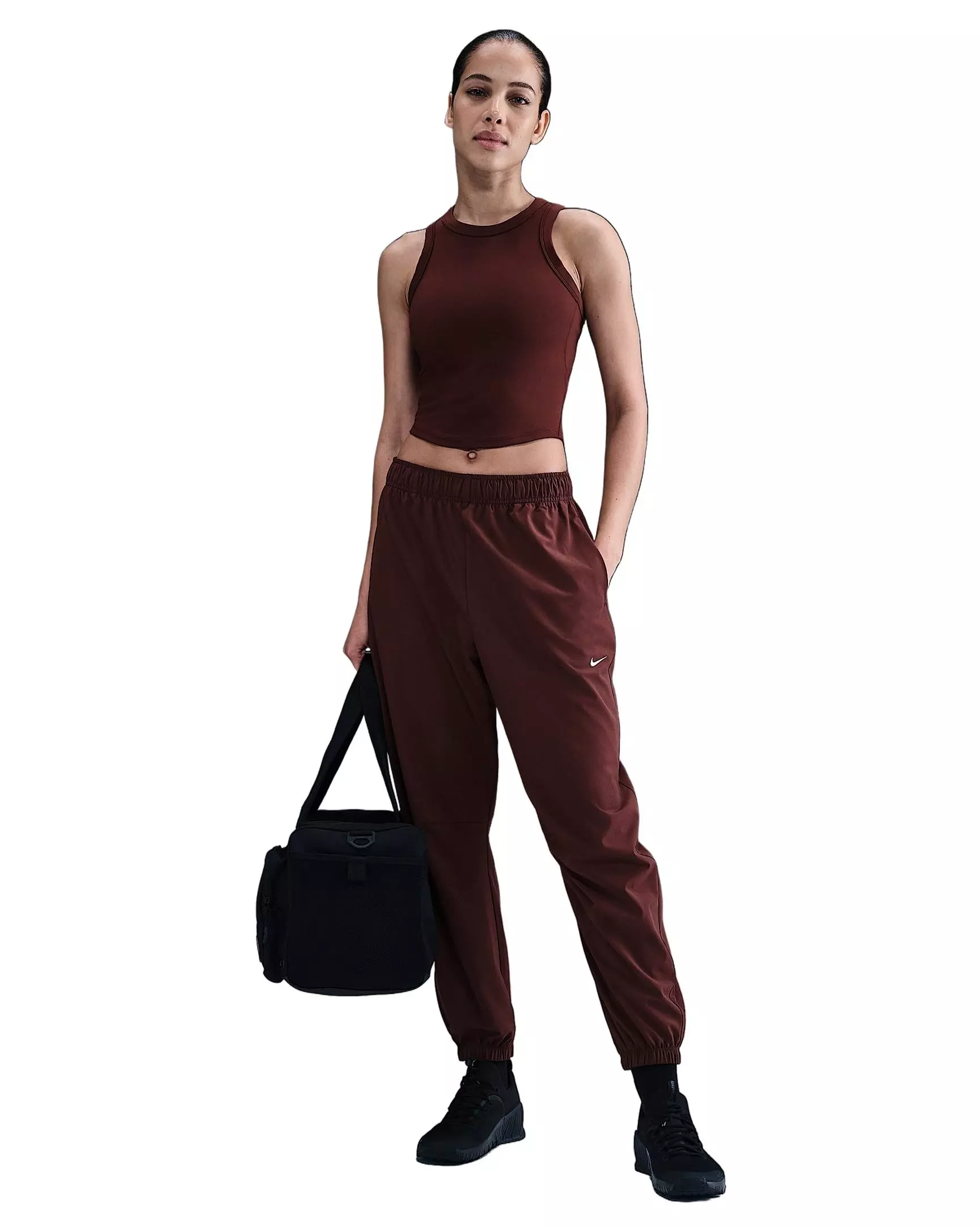 Nike Women's One Fitted Dri-FIT Cropped Tank Top - Burgundy - BURGUNDY