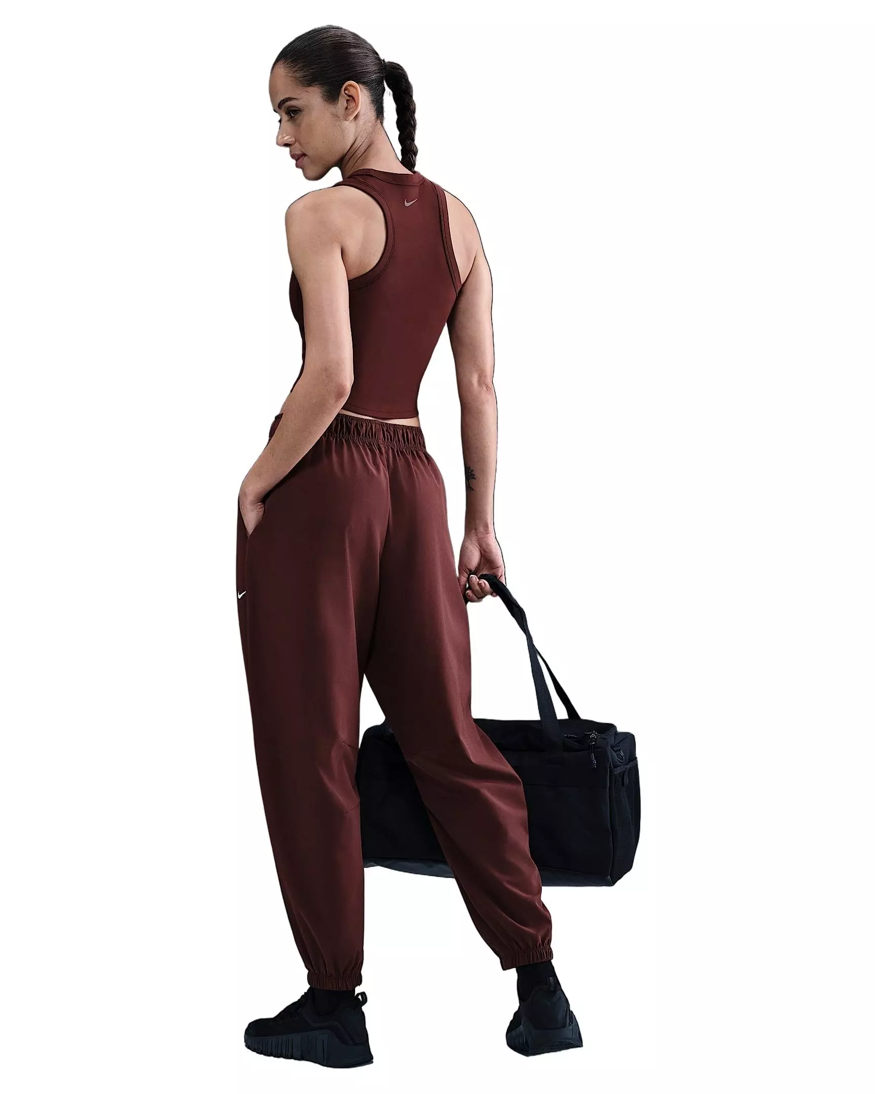 Nike Women's One Fitted Dri-FIT Cropped Tank Top - Burgundy - BURGUNDY