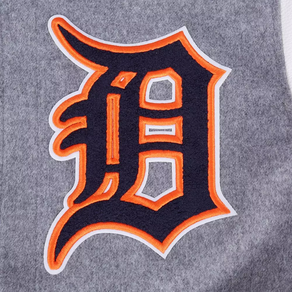 Pro Standard Men's MLB Detroit Tigers Old English Rib Wool Varsity Jacket - Grey/White - GREY/WHITE