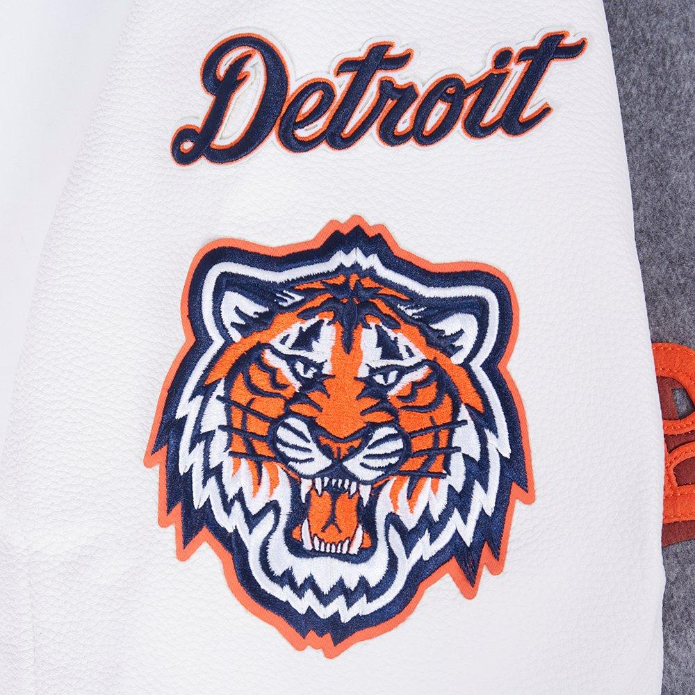 Pro Standard Men's MLB Detroit Tigers Old English Rib Wool Varsity Jacket - Grey/White - GREY/WHITE Thumbnail View 7