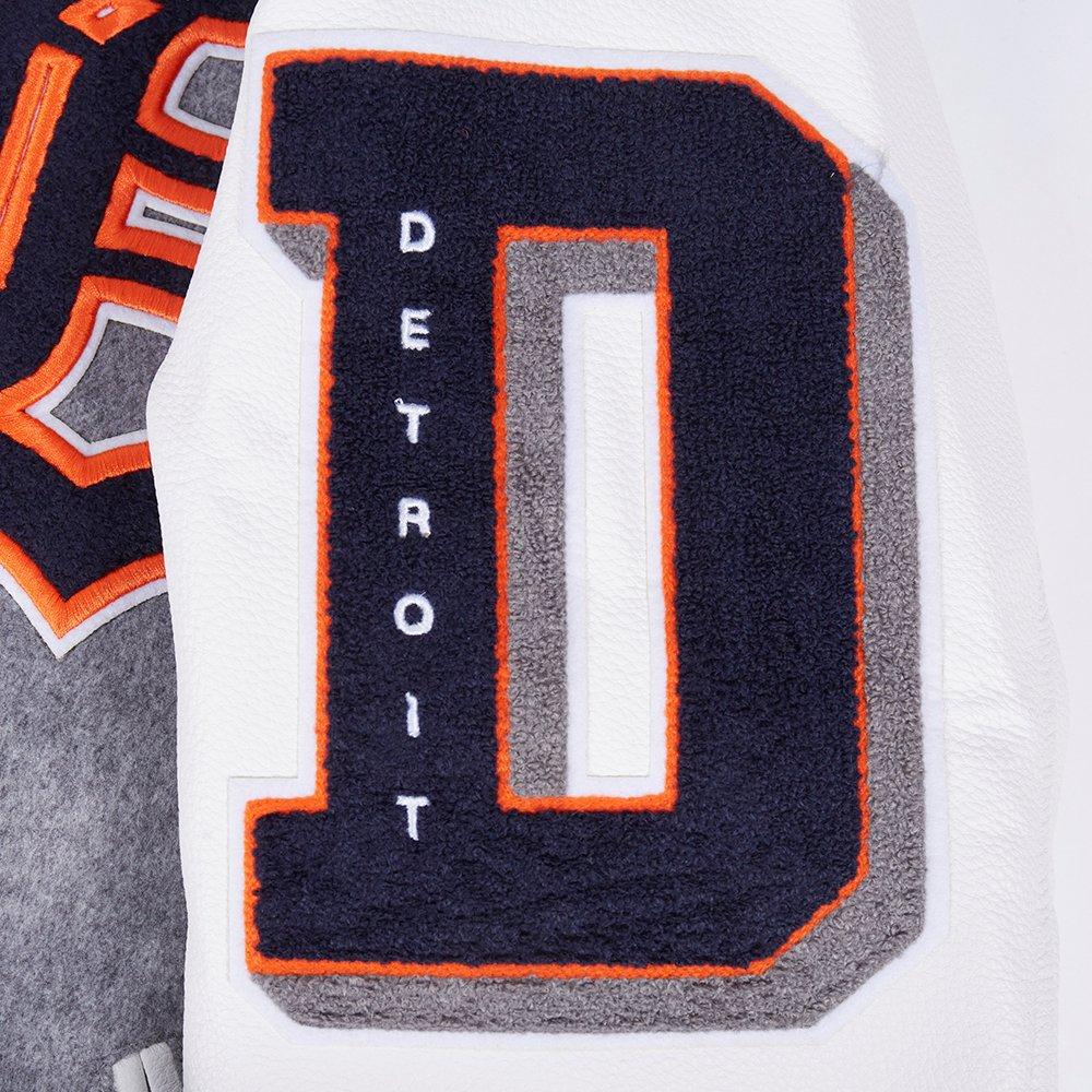 Pro Standard Men's MLB Detroit Tigers Old English Rib Wool Varsity Jacket - Grey/White - GREY/WHITE Thumbnail View 8