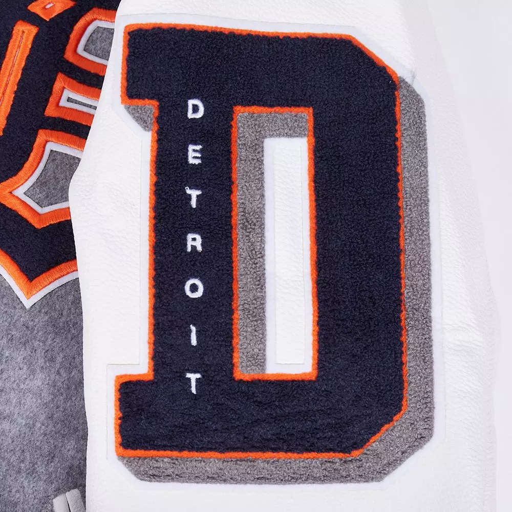 Pro Standard Men's MLB Detroit Tigers Old English Rib Wool Varsity Jacket -Grey/White - GREY/WHITE