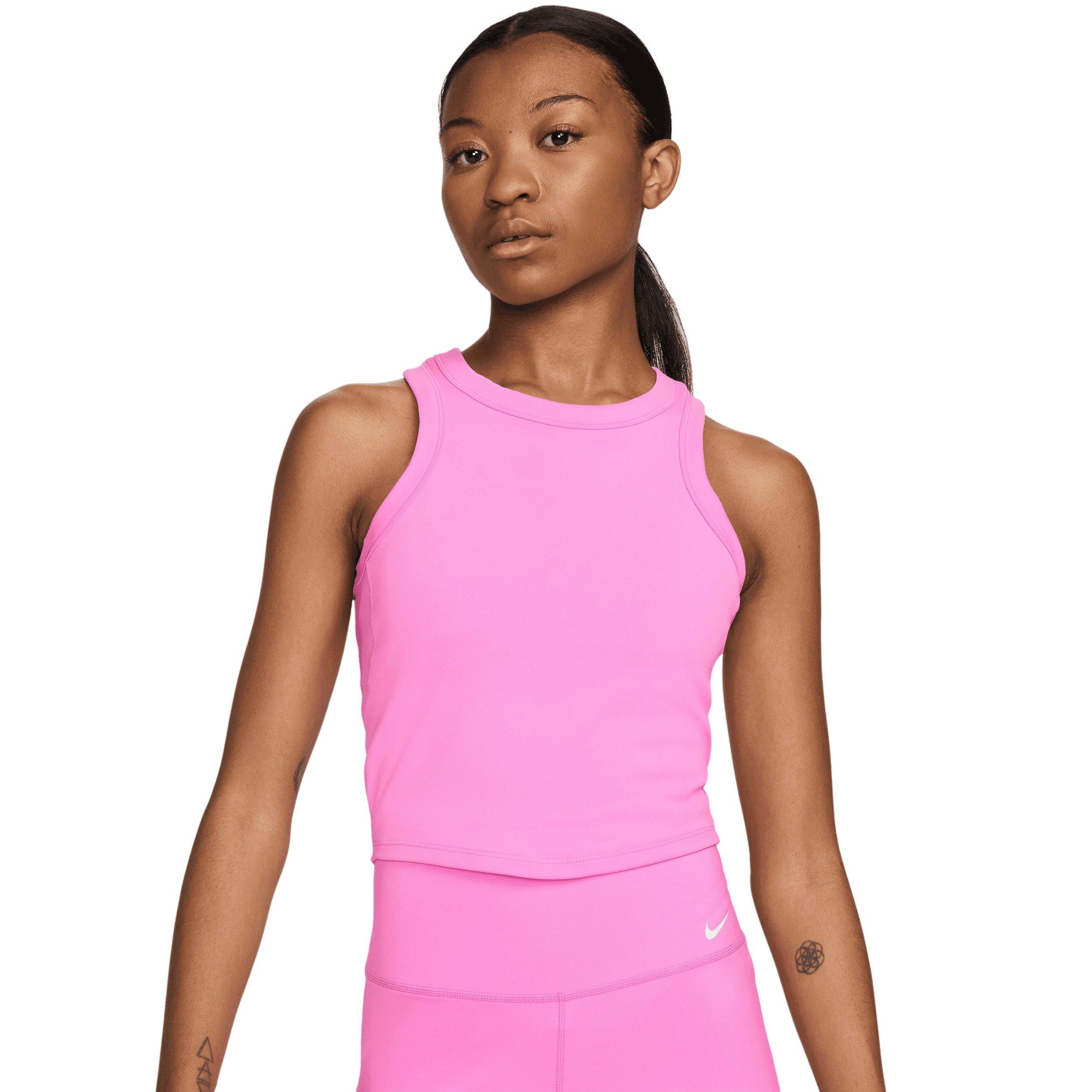 Nike Women's One Fitted Dri-FIT Cropped Tank Top - Pink - PINK Thumbnail View 1