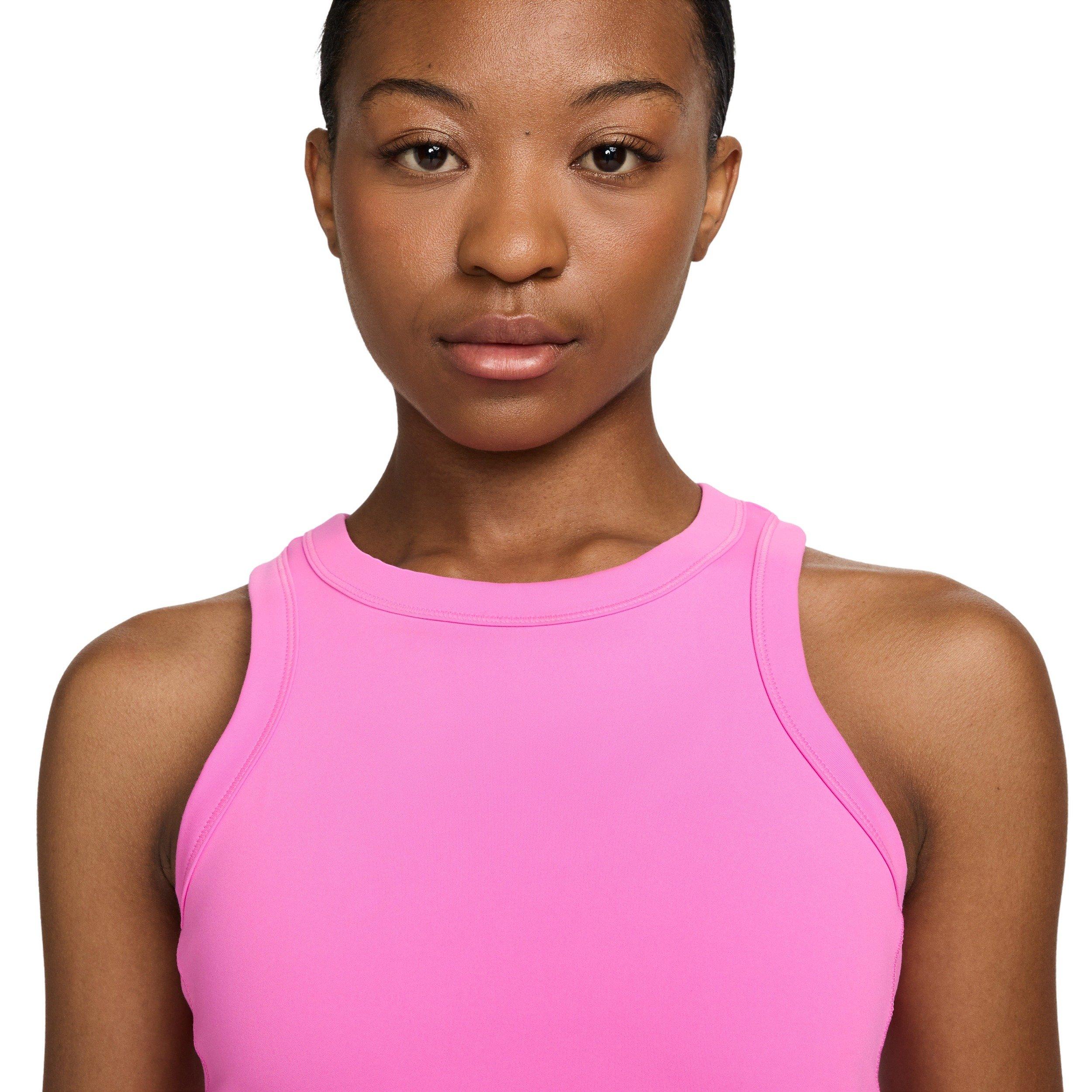 Nike Women's One Fitted Dri-FIT Cropped Tank Top -Pink - PINK Thumbnail View 3
