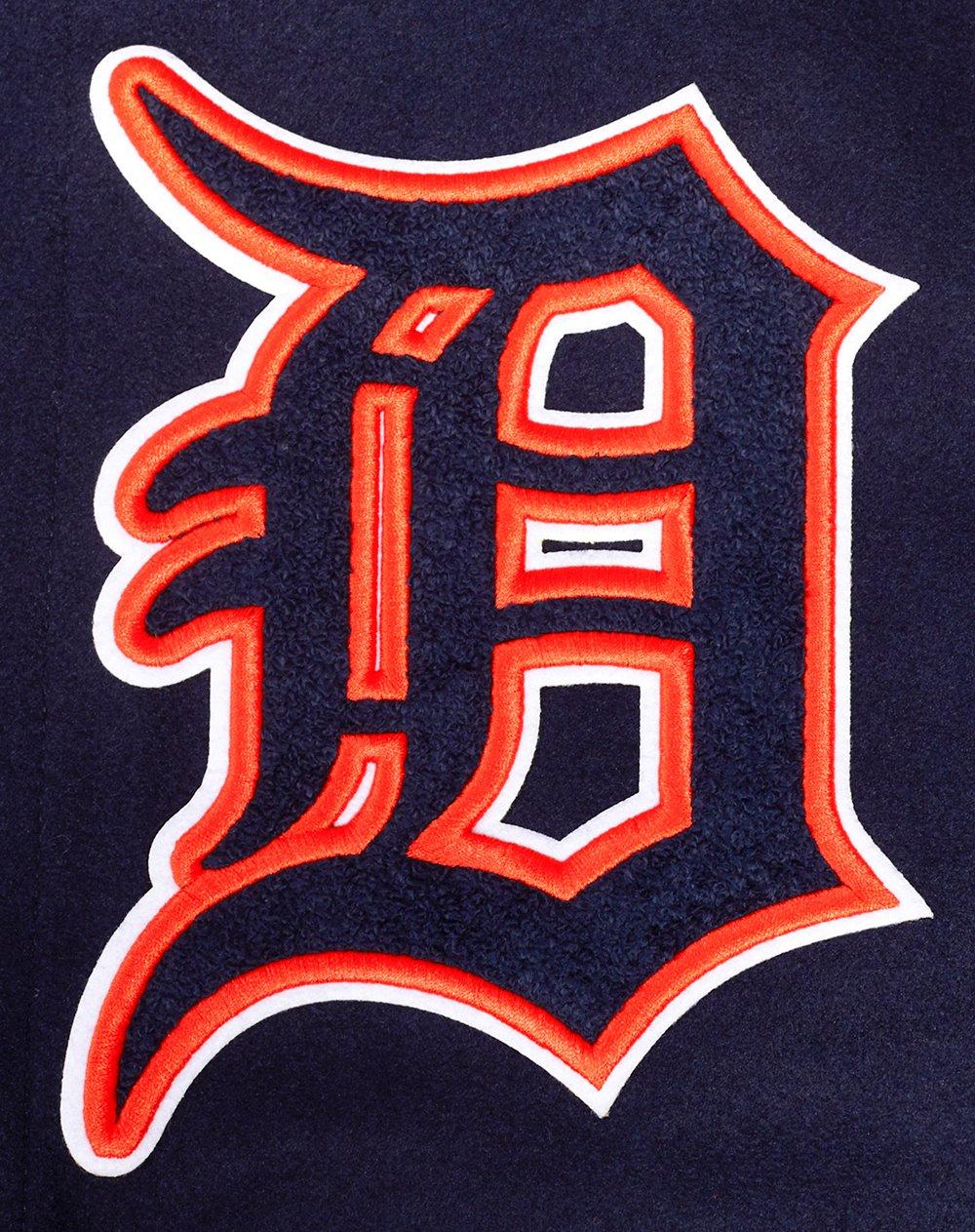 Pro Standard Men's MLB Detroit Tigers Old English Rib Wool Varsity Jacket - Navy/Orange - NAVY/ORANGE Thumbnail View 5