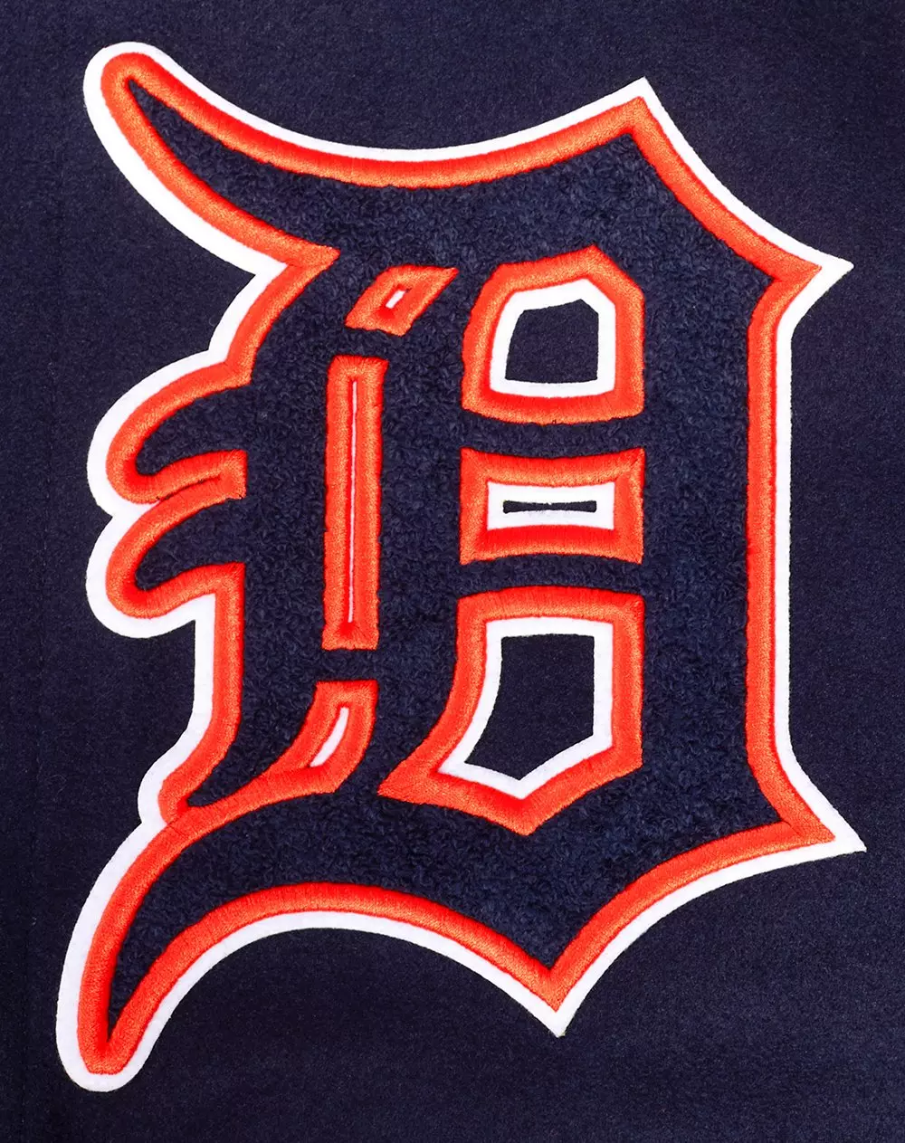 Pro Standard Men's MLB Detroit Tigers Old English Rib Wool Varsity Jacket -Navy/Orange - NAVY/ORANGE