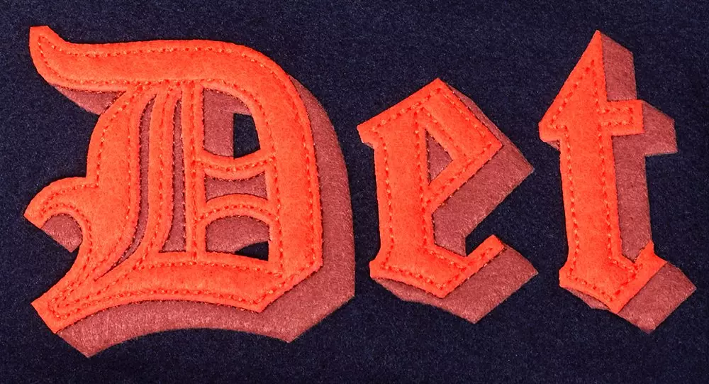 Pro Standard Men's MLB Detroit Tigers Old English Rib Wool Varsity Jacket - Navy/Orange - NAVY/ORANGE