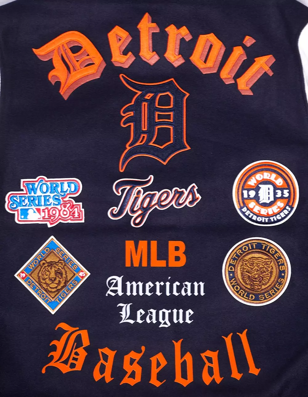Pro Standard Men's MLB Detroit Tigers Old English Rib Wool Varsity Jacket -Navy/Orange - NAVY/ORANGE