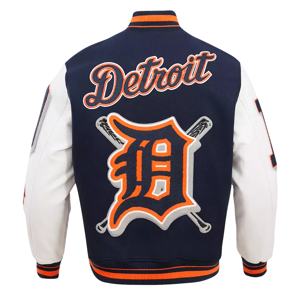 Pro Standard Men's MLB Detroit Tigers Mashup Rib Wool Varsity Jacket -Navy/Orange - NAVY/ORANGE