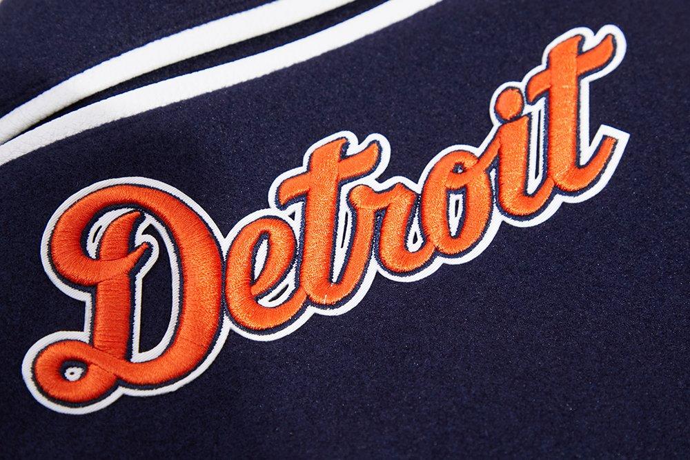 Pro Standard Men's MLB Detroit Tigers Mashup Rib Wool Varsity Jacket - Navy/Orange - NAVY/ORANGE Thumbnail View 7