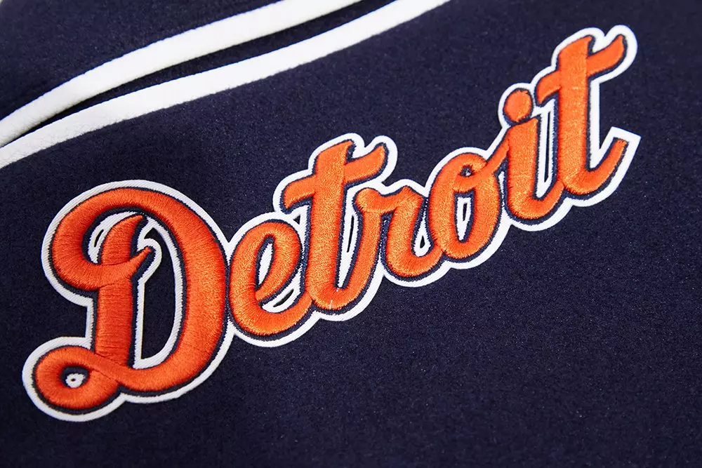 Pro Standard Men's MLB Detroit Tigers Mashup Rib Wool Varsity Jacket - Navy/Orange - NAVY/ORANGE