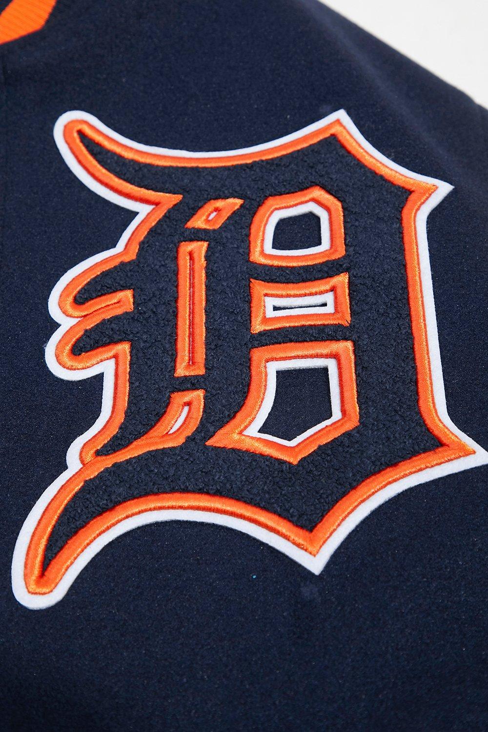 Pro Standard Men's MLB Detroit Tigers Mashup Rib Wool Varsity Jacket - Navy/Orange - NAVY/ORANGE Thumbnail View 8