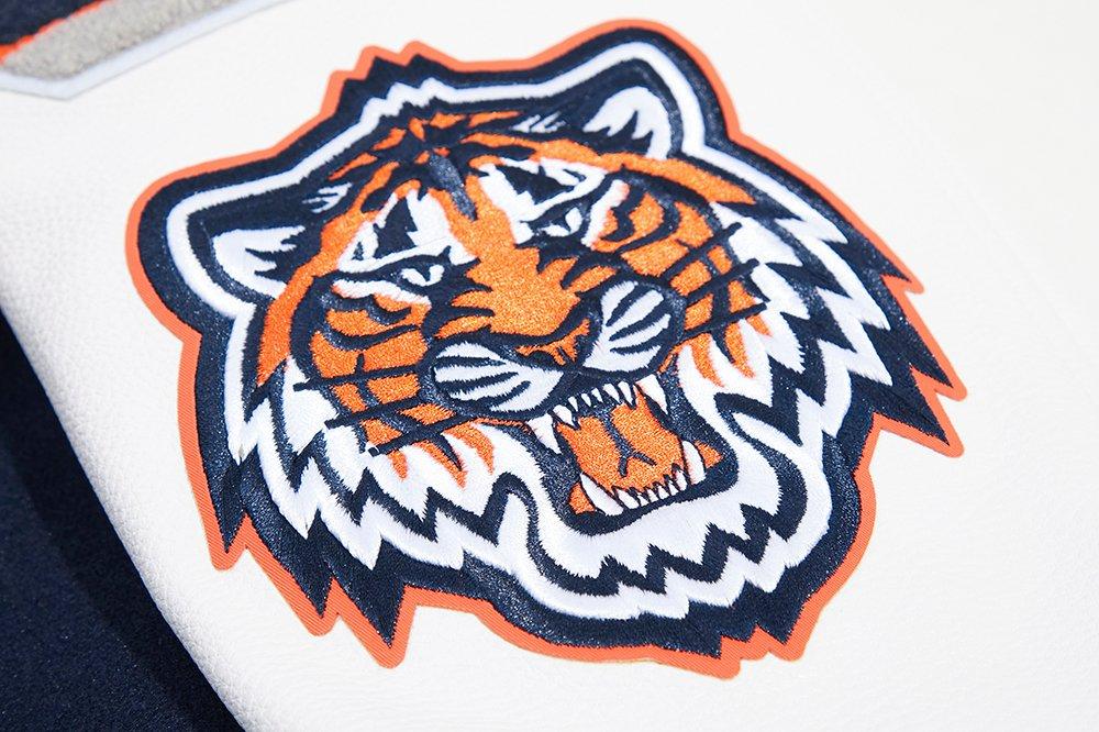 Pro Standard Men's MLB Detroit Tigers Mashup Rib Wool Varsity Jacket -Navy/Orange - NAVY/ORANGE Thumbnail View 9