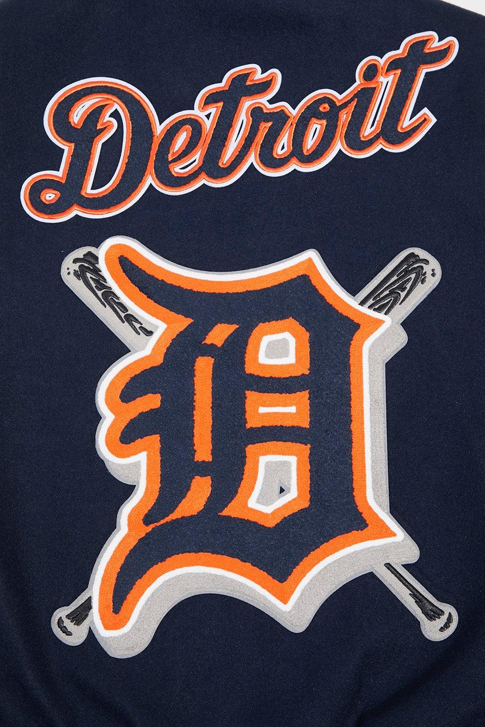 Pro Standard Men's MLB Detroit Tigers Mashup Rib Wool Varsity Jacket - Navy/Orange - NAVY/ORANGE Thumbnail View 10