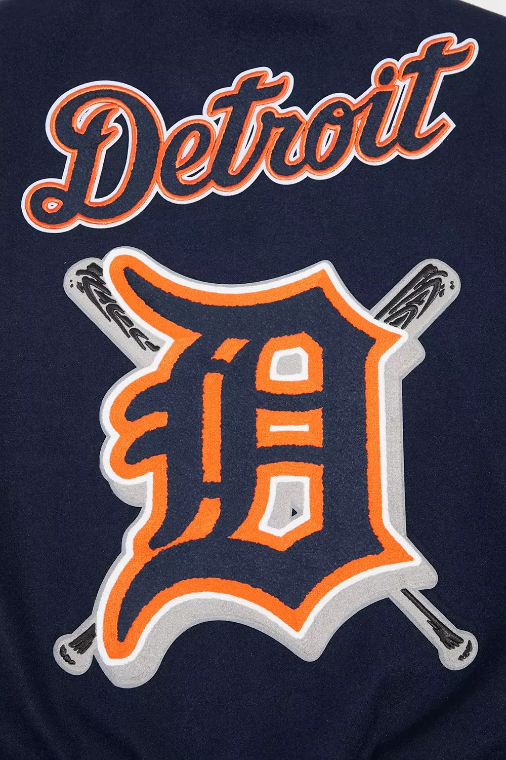 Pro Standard Men's MLB Detroit Tigers Mashup Rib Wool Varsity Jacket -Navy/Orange - NAVY/ORANGE