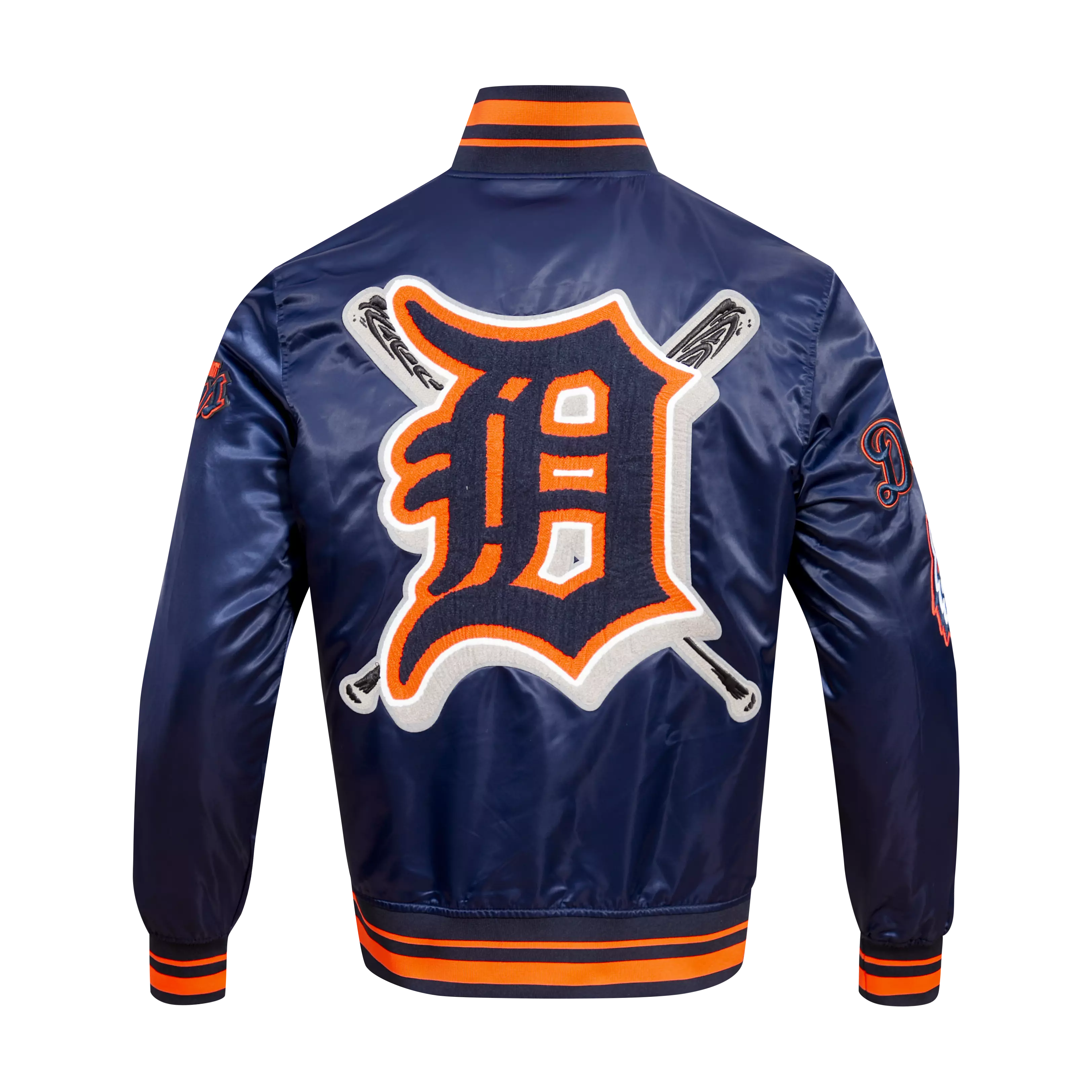 Pro Standard Men's MLB Detroit Tigers Mashup Rib Satin Jacket - Navy/Orange - NAVY/ORANGE