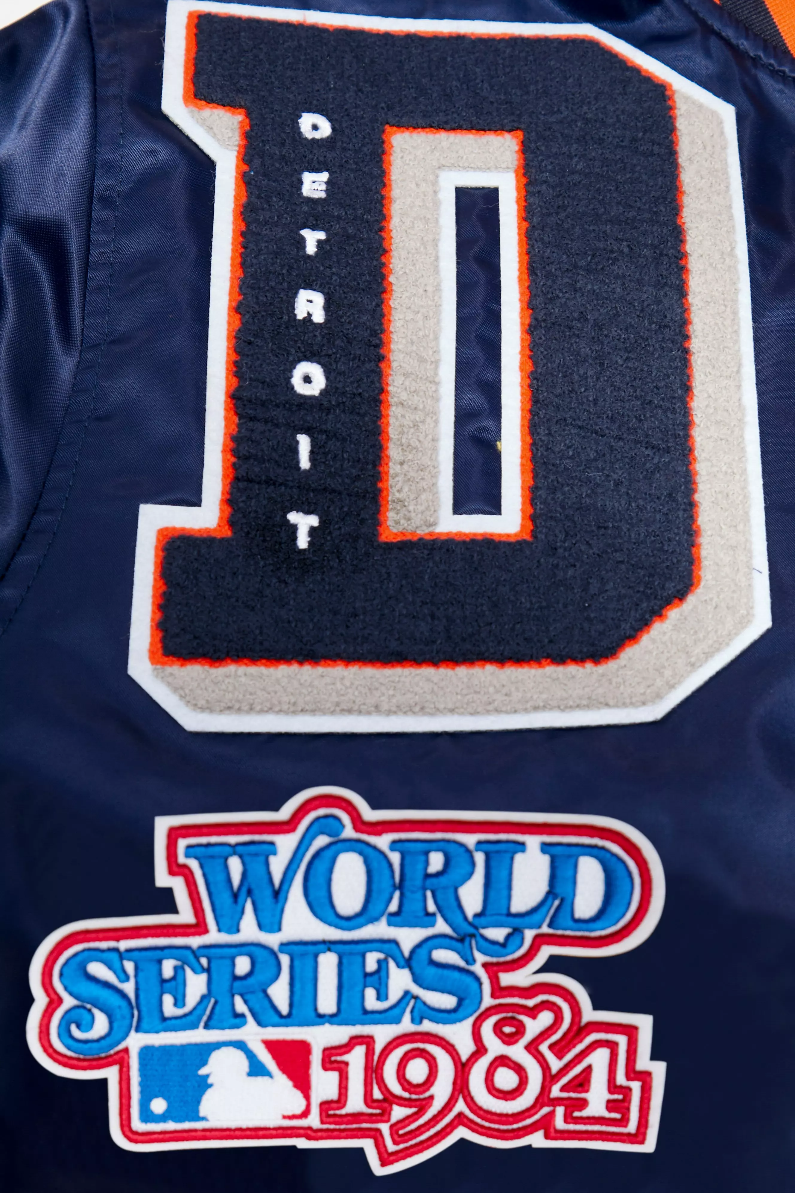 Pro Standard Men's MLB Detroit Tigers Mashup Rib Satin Jacket -Navy/Orange - NAVY/ORANGE