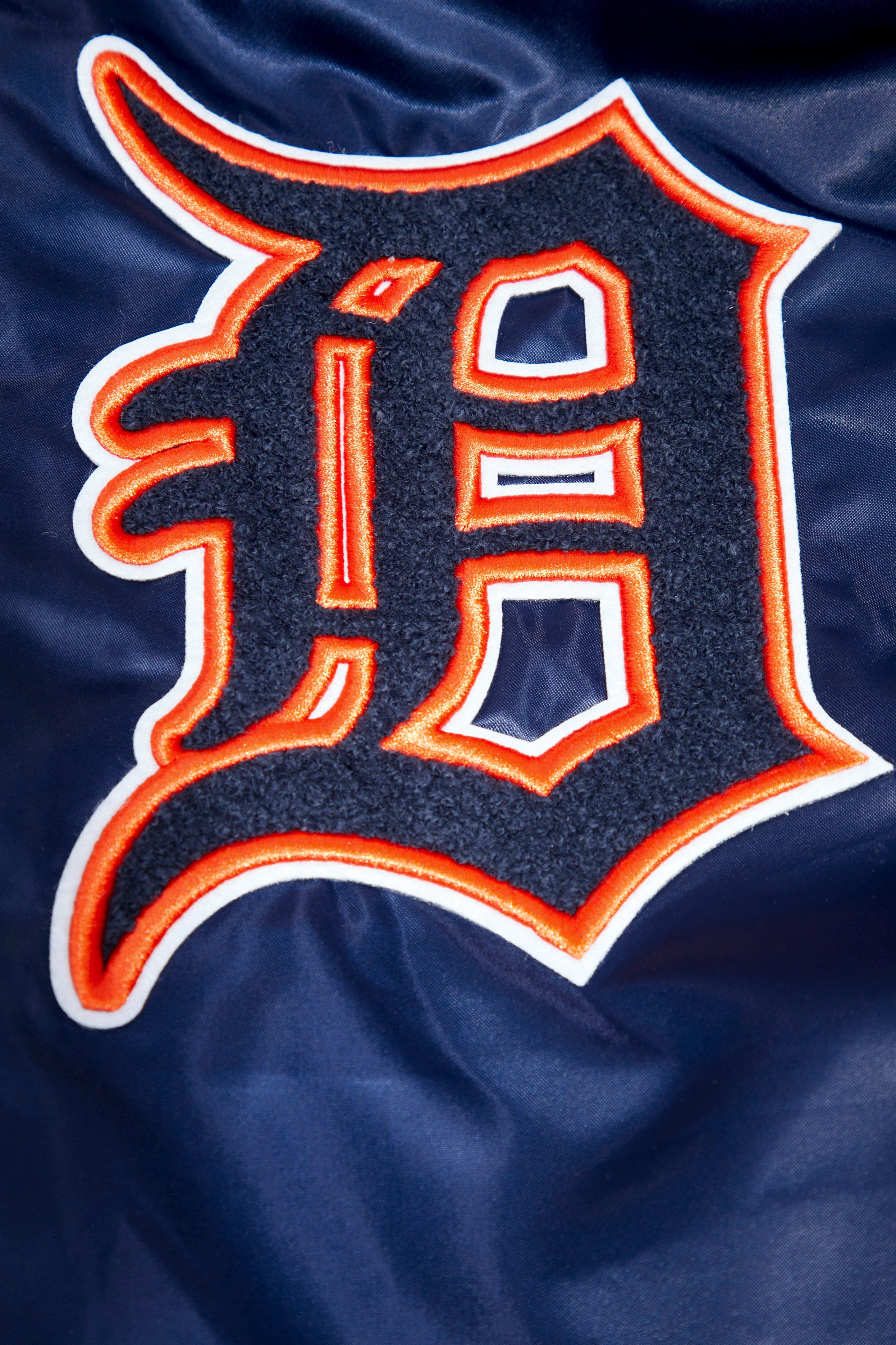 Pro Standard Men's MLB Detroit Tigers Mashup Rib Satin Jacket - Navy/Orange - NAVY/ORANGE Thumbnail View 6