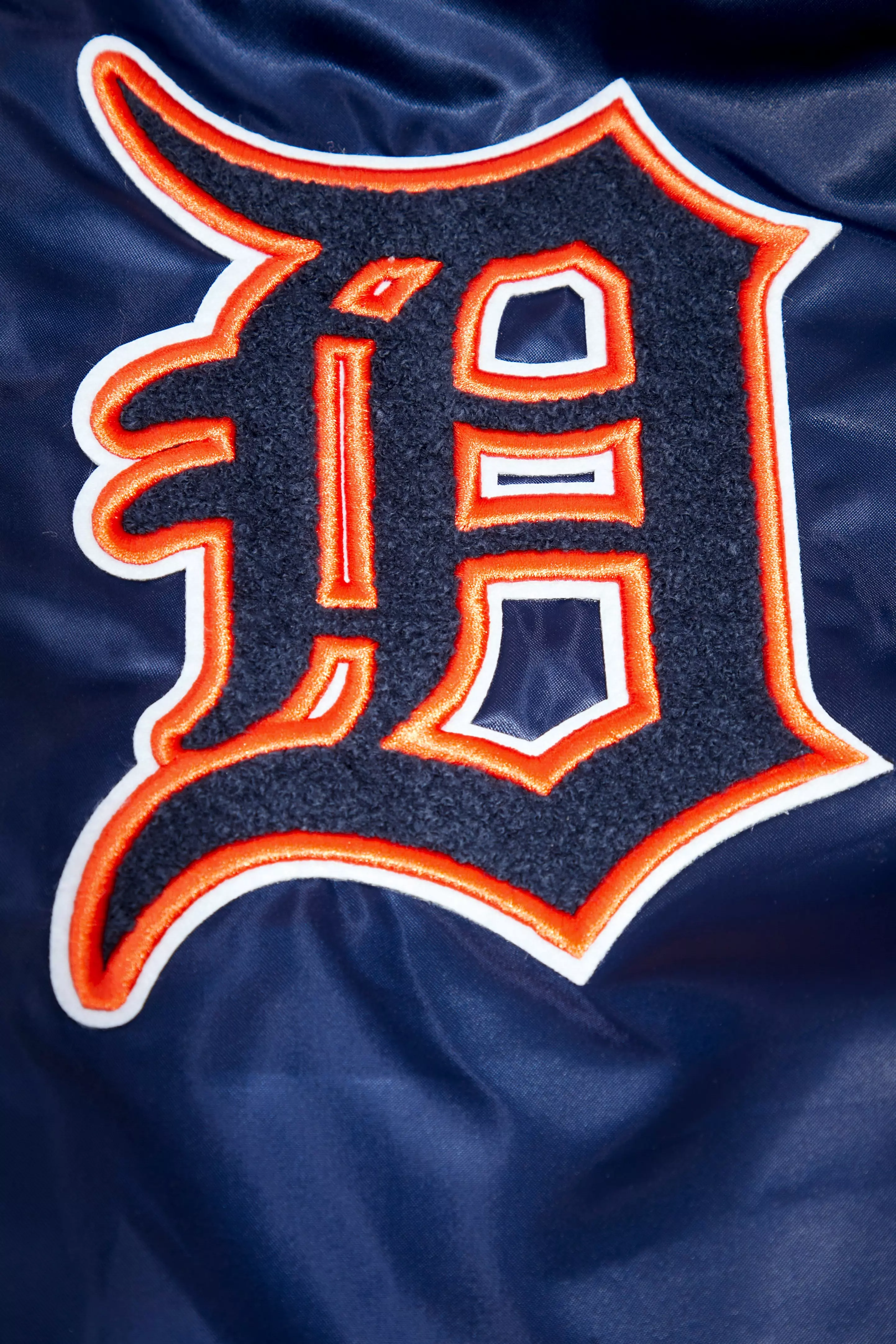 Pro Standard Men's MLB Detroit Tigers Mashup Rib Satin Jacket - Navy/Orange - NAVY/ORANGE