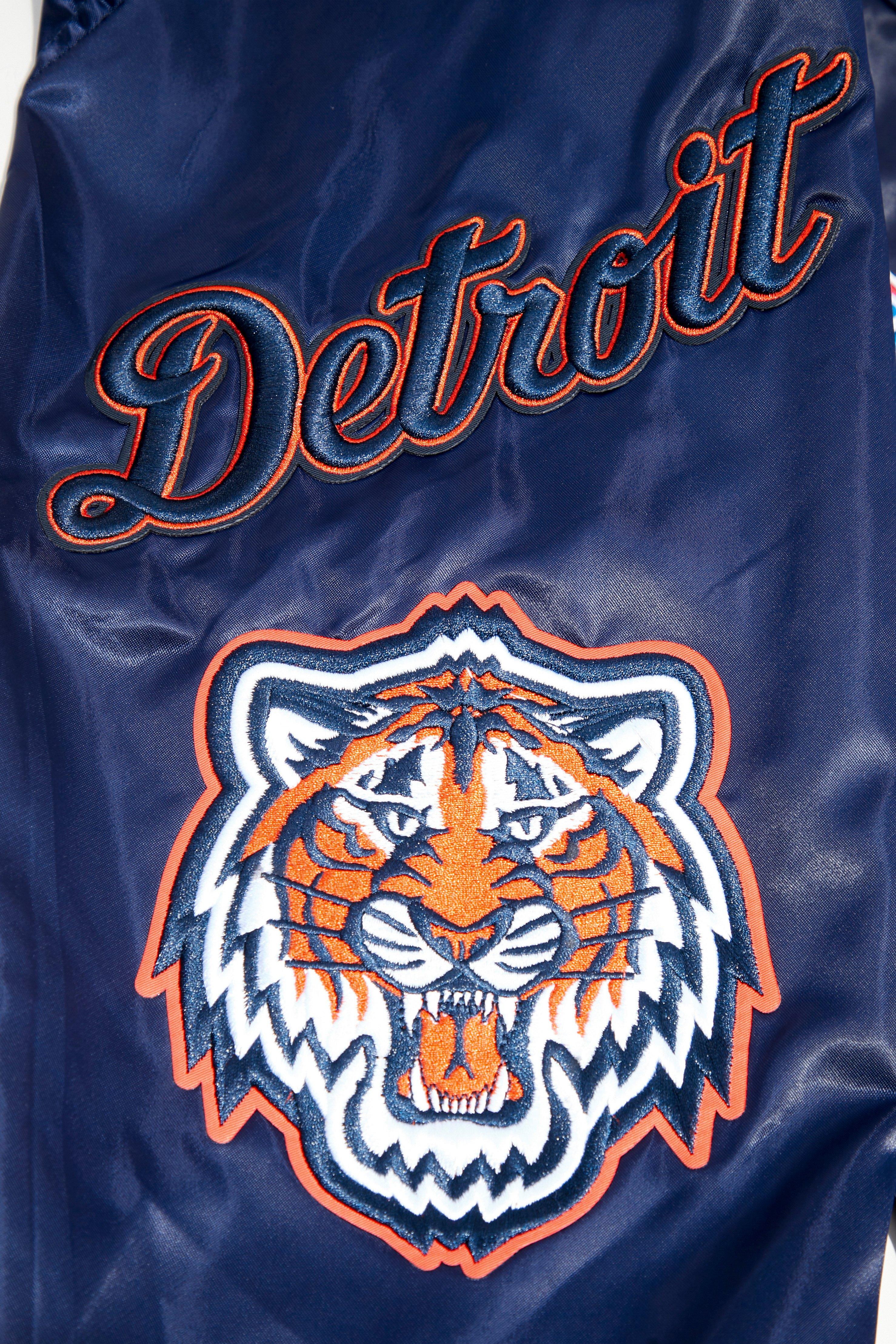 Pro Standard Men's MLB Detroit Tigers Mashup Rib Satin Jacket - Navy/Orange - NAVY/ORANGE Thumbnail View 7