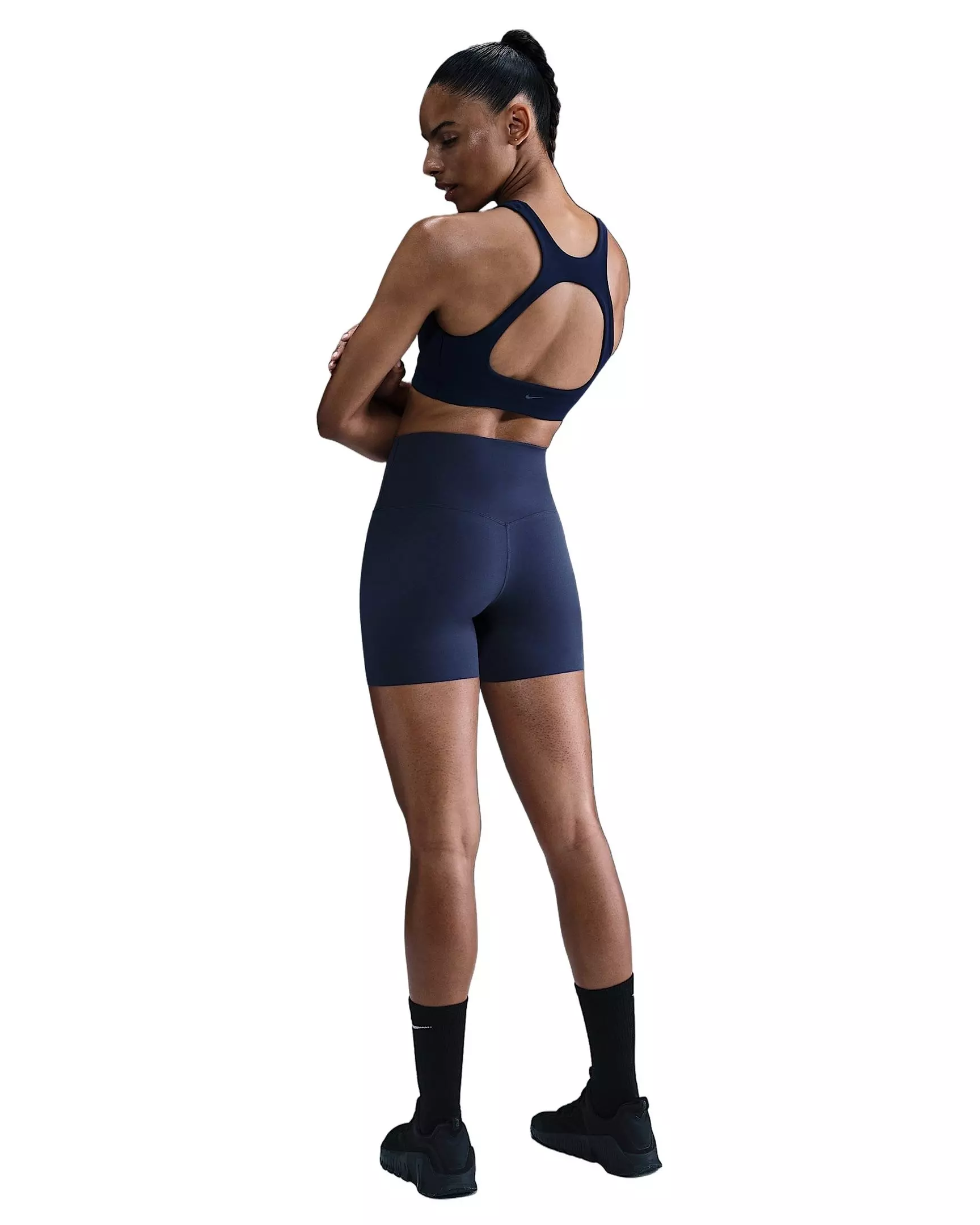 Nike Women's Zenvy Gentle-Support High-Waisted 5" Biker Shorts - Navy - NAVY